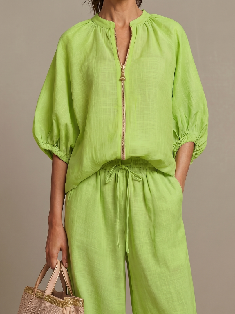 Dylan | Women's Wide Leg Zip Front Two Piece Set