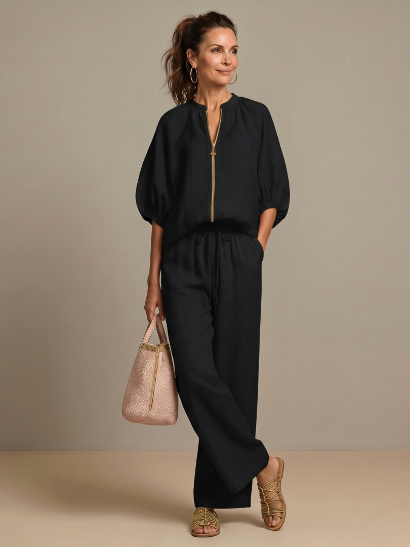 Dylan | Women's Wide Leg Zip Front Two Piece Set