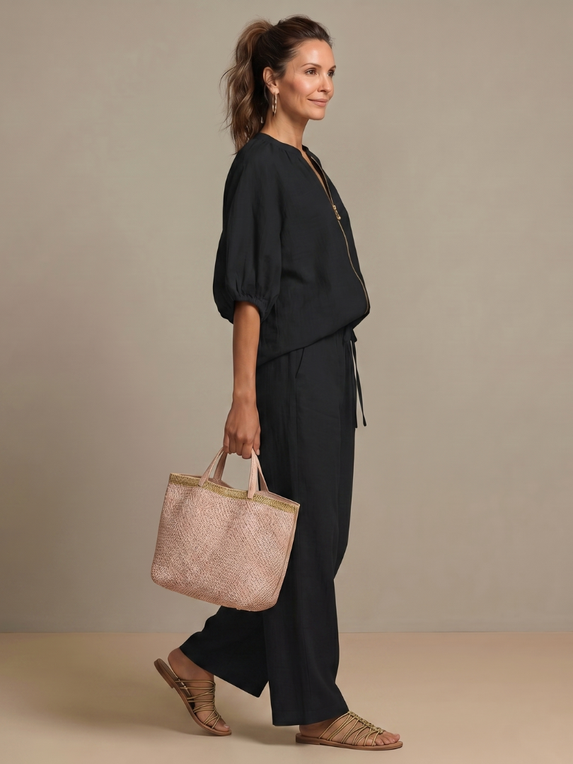 Dylan | Women's Wide Leg Zip Front Two Piece Set