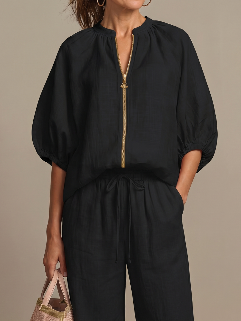 Dylan | Women's Wide Leg Zip Front Two Piece Set