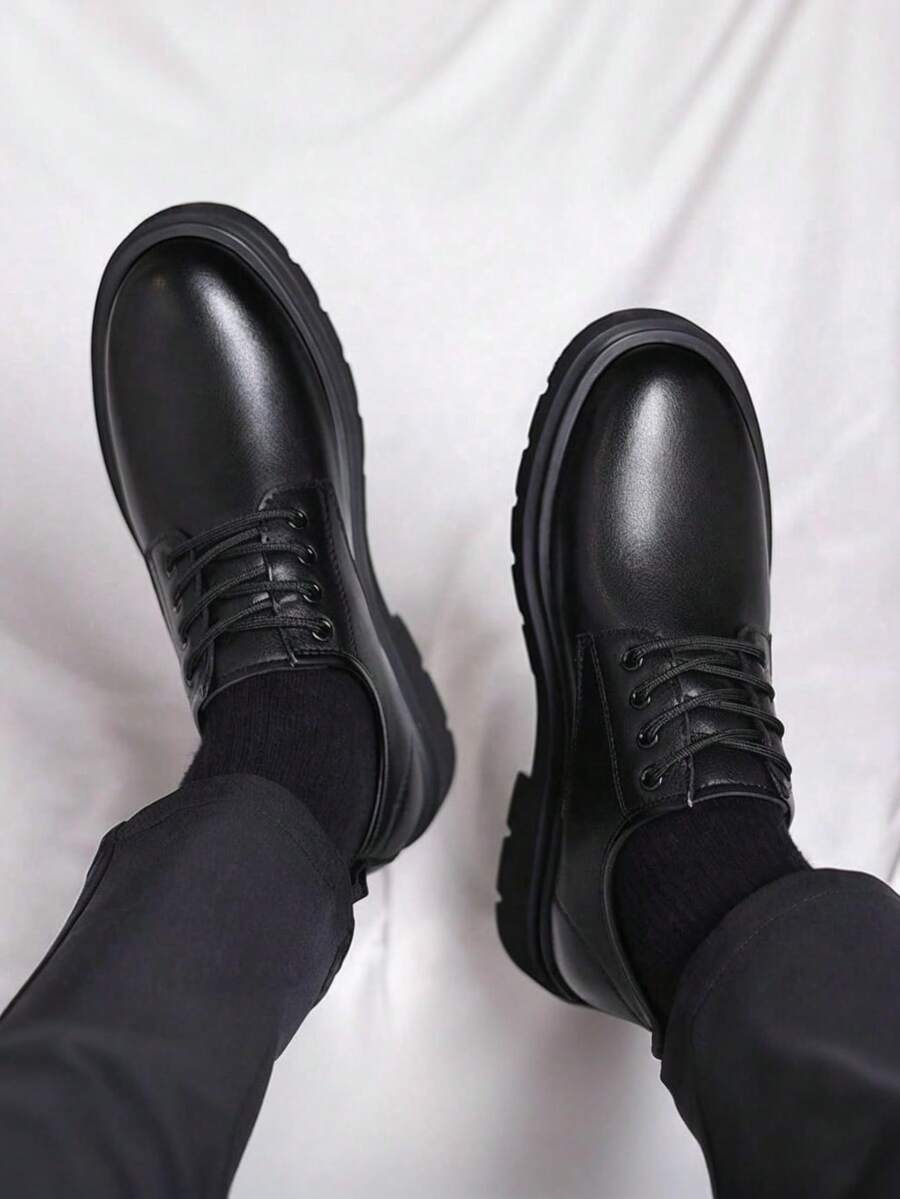 Edmund | Men's Low Top Lace-Up Derby Dress Black Shoes