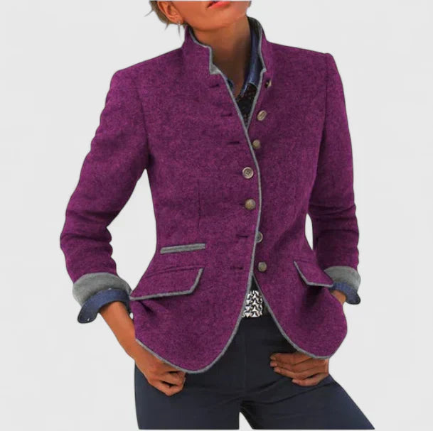 Eileen | Women's Button Front Long Sleeve Pocket Coat