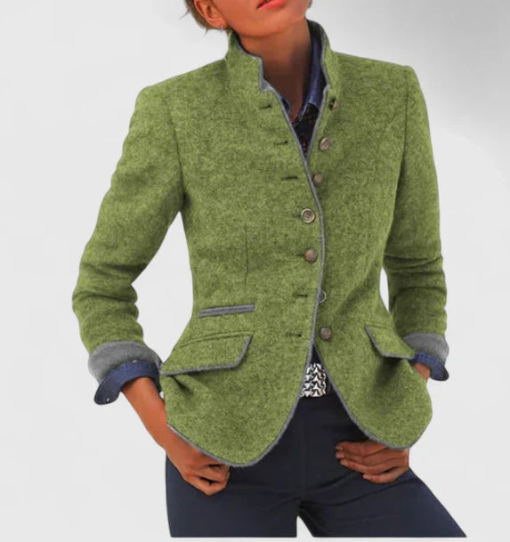 Eileen | Women's Button Front Long Sleeve Pocket Coat