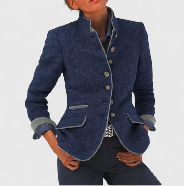 Eileen | Women's Button Front Long Sleeve Pocket Coat