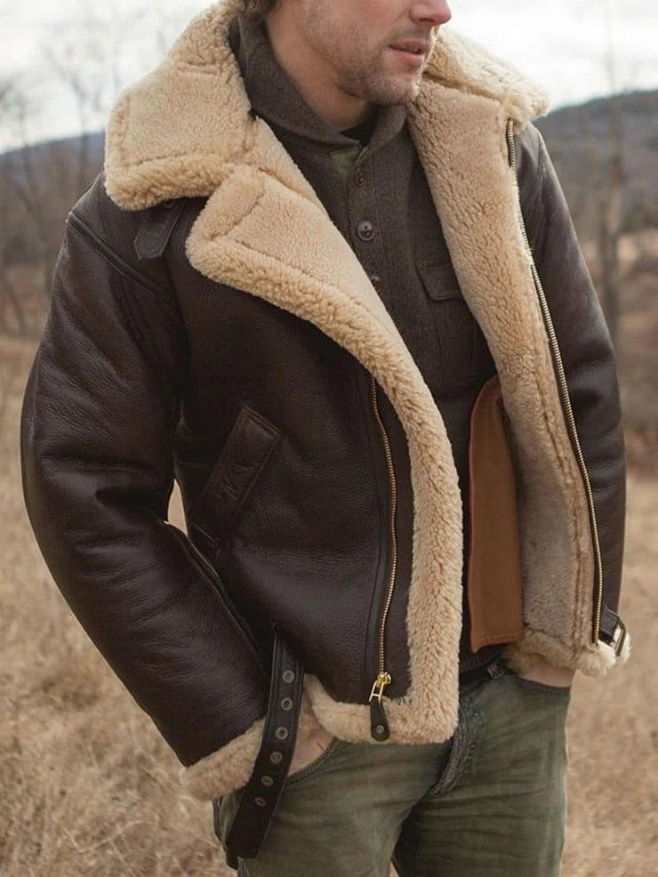 Herbert | Men's Zip Front Long Sleeve Collared Aviator Jacket