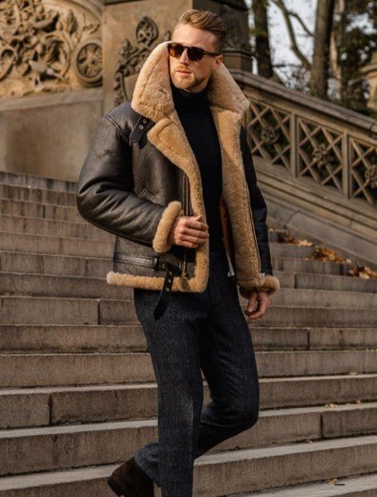 Herbert | Men's Zip Front Long Sleeve Collared Aviator Jacket