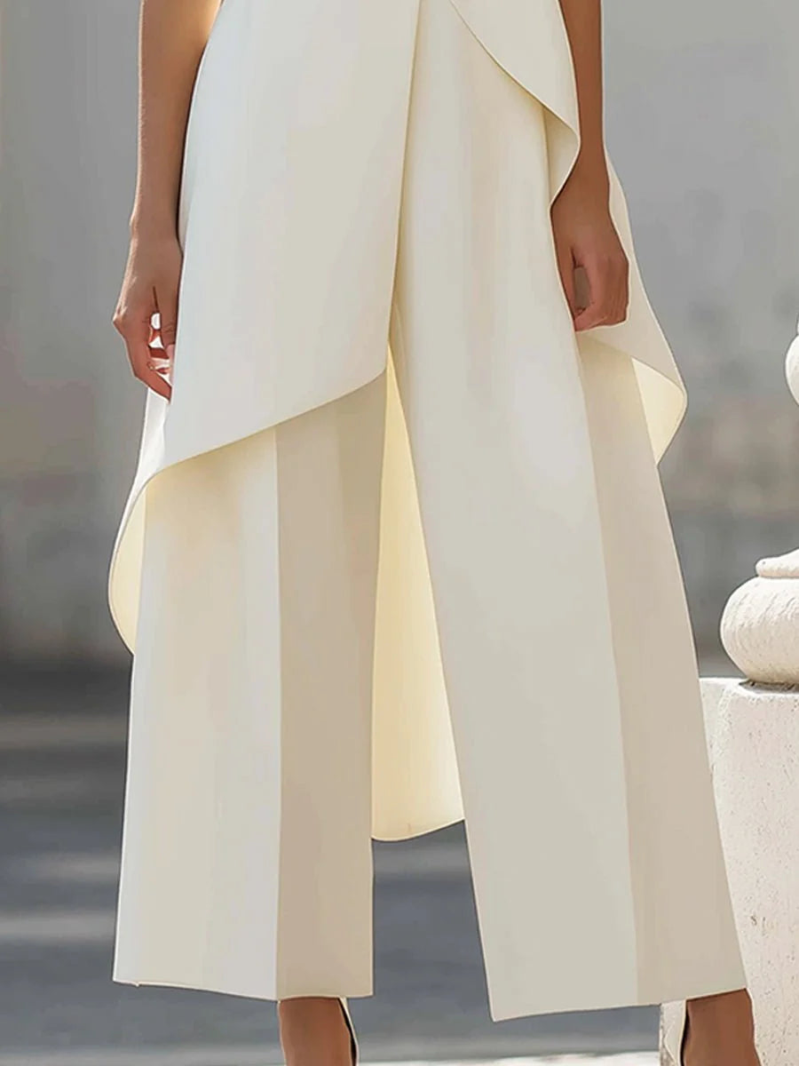 Elaine | Women's High Neck Wide Leg Sleeveless Two Piece Set