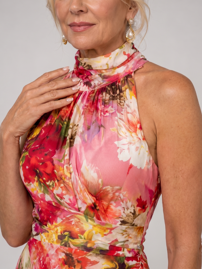 Eliana | Women's Halter Neck Sleeveless Flowy Maxi Dress
