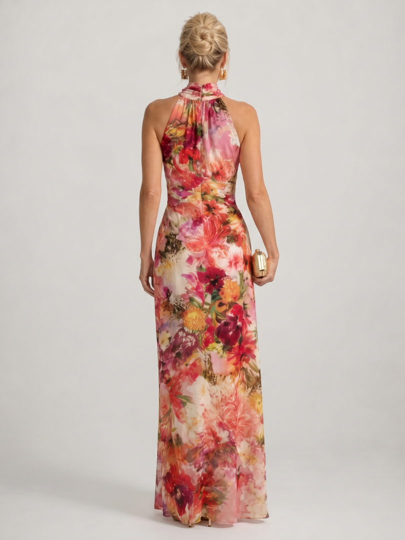 Eliana | Women's Halter Neck Sleeveless Flowy Maxi Dress