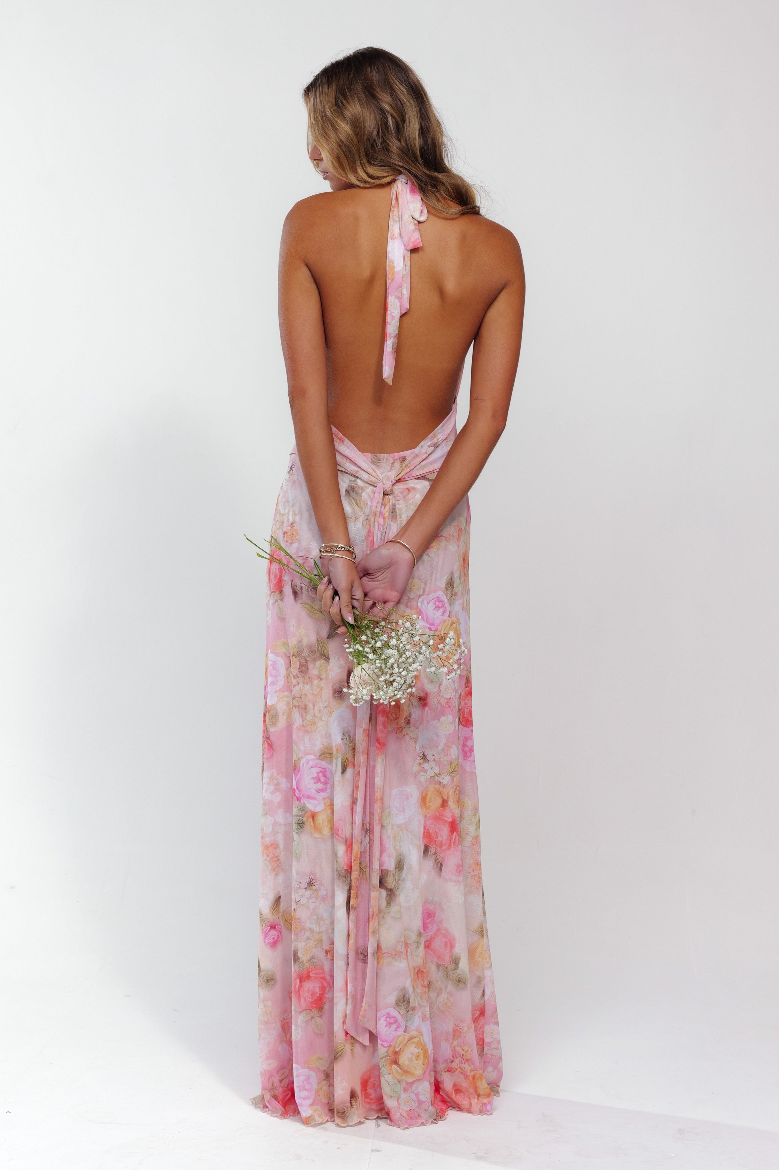 Elise | Women's Floral Print Backless Wedding Guest Dress