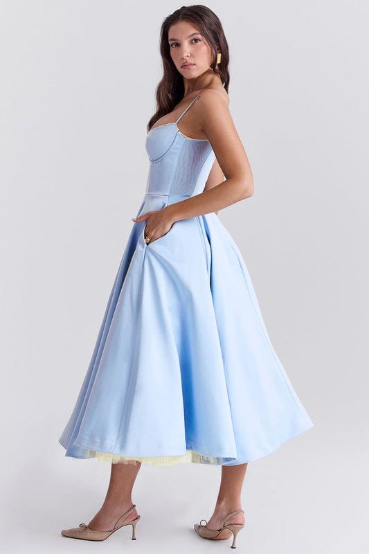 Eliza | Women’s Sweetheart Neck Sleeveless Flowy Midi Dress