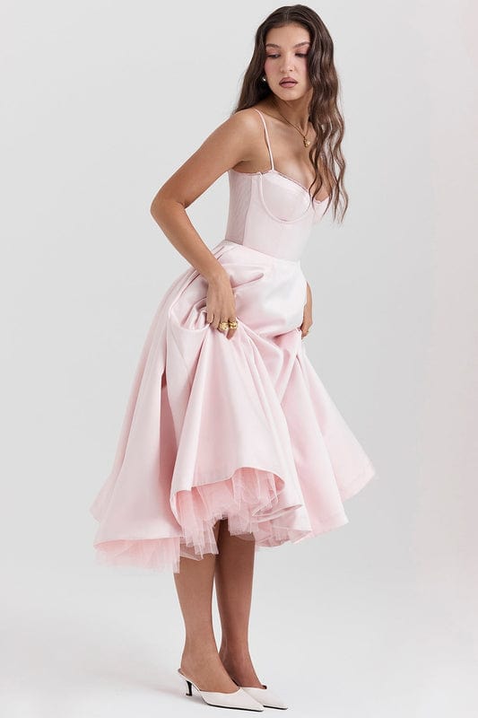 Eliza | Women’s Sweetheart Neck Sleeveless Flowy Midi Dress