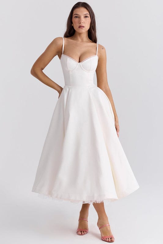 Eliza | Women’s Sweetheart Neck Sleeveless Flowy Midi Dress