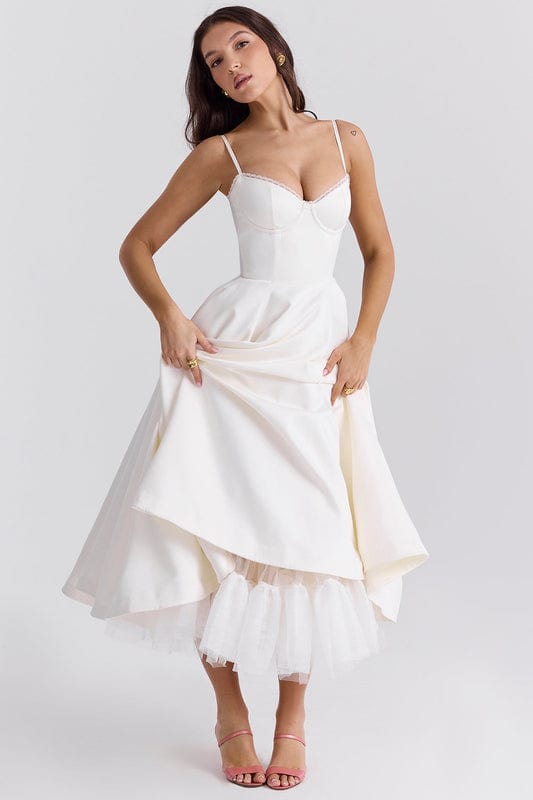 Eliza | Women’s Sweetheart Neck Sleeveless Flowy Midi Dress