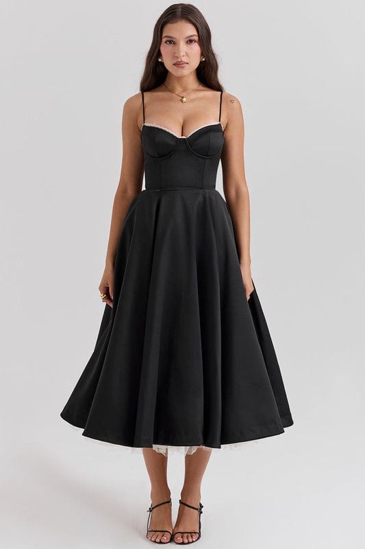 Eliza | Women’s Sweetheart Neck Sleeveless Flowy Midi Dress