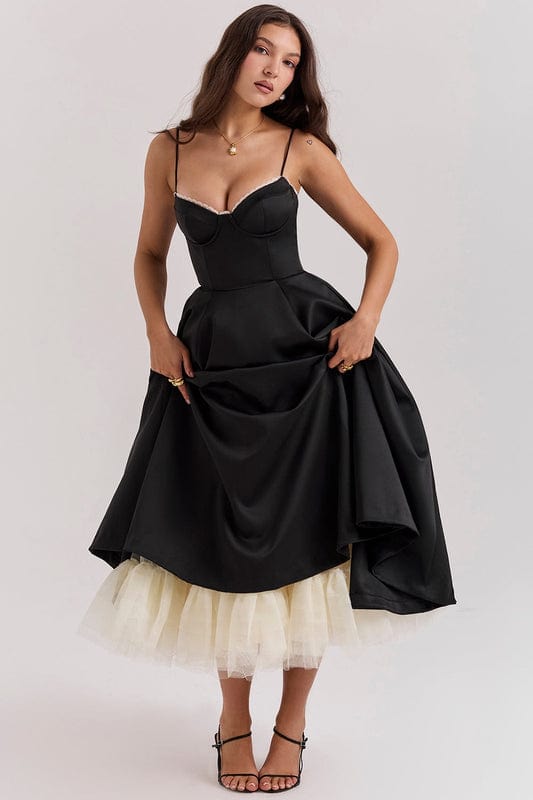 Eliza | Women’s Sweetheart Neck Sleeveless Flowy Midi Dress