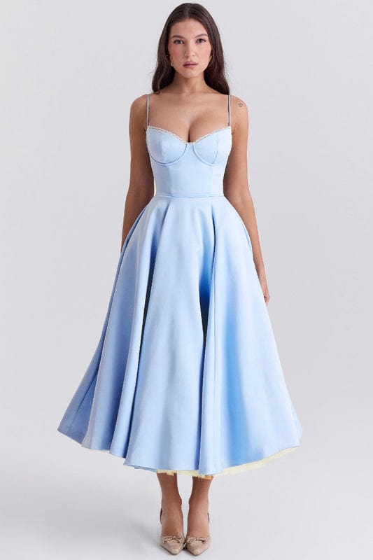 Eliza | Women’s Sweetheart Neck Sleeveless Flowy Midi Dress