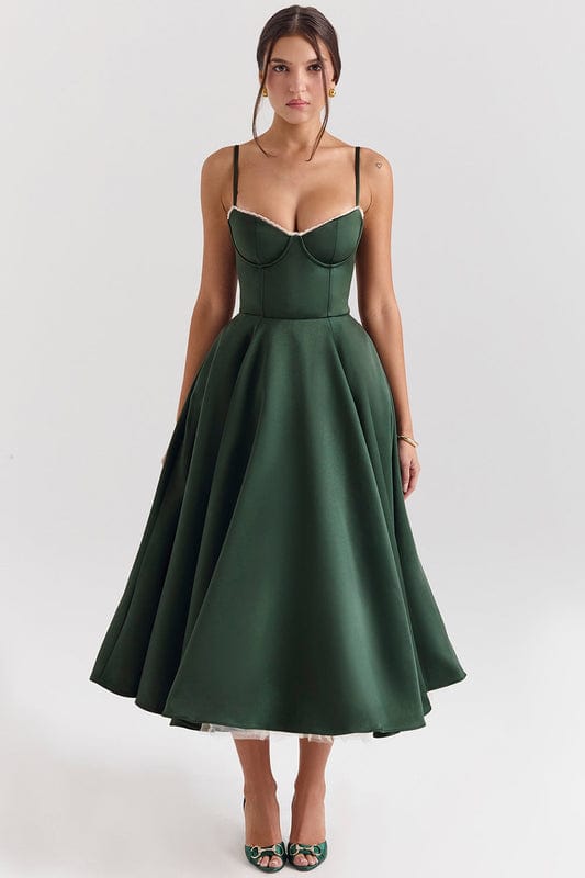 Eliza | Women’s Sweetheart Neck Sleeveless Flowy Midi Dress