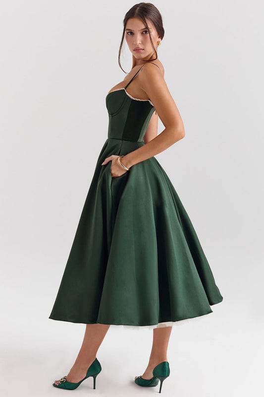 Eliza | Women’s Sweetheart Neck Sleeveless Flowy Midi Dress