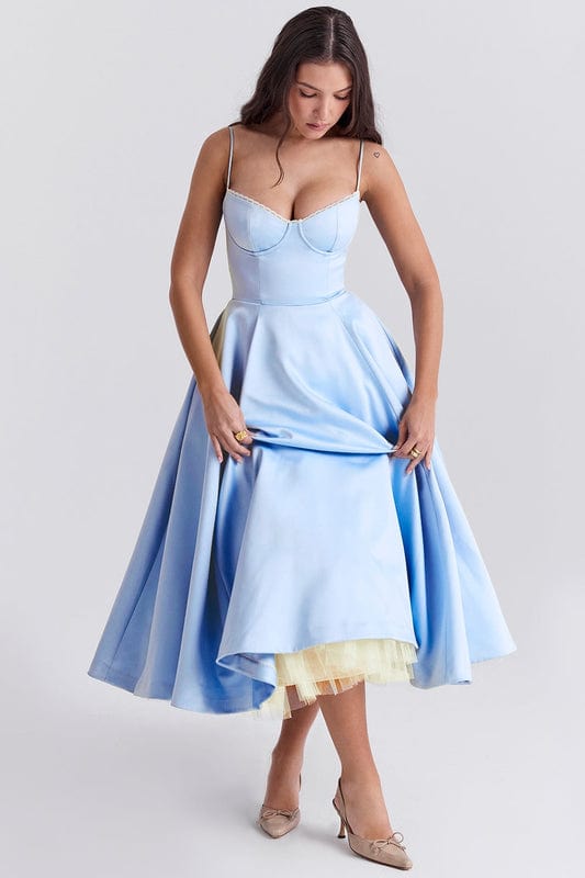 Eliza | Women’s Sweetheart Neck Sleeveless Flowy Midi Dress