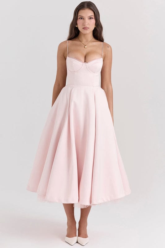 Eliza | Women’s Sweetheart Neck Sleeveless Flowy Midi Dress