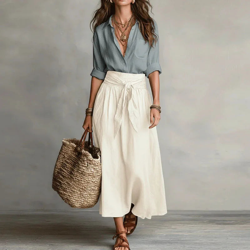 Ellery | Women’s Pointed Collar Waist Tie Summer Two Piece Set
