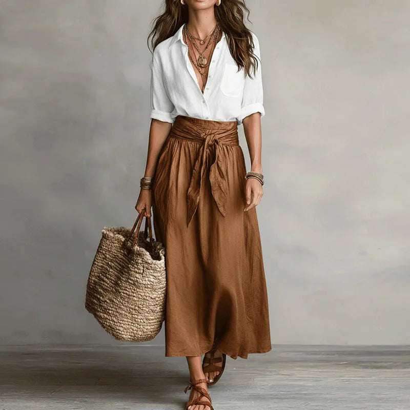 Ellery | Women’s Pointed Collar Waist Tie Summer Two Piece Set