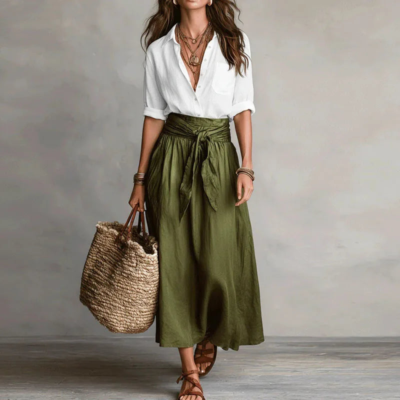 Ellery | Women’s Pointed Collar Waist Tie Summer Two Piece Set