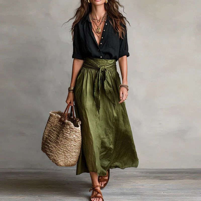 Ellery | Women’s Pointed Collar Waist Tie Summer Two Piece Set