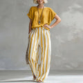 Ellie | Women’s Boat Neck Striped Wide Leg Two Piece Set
