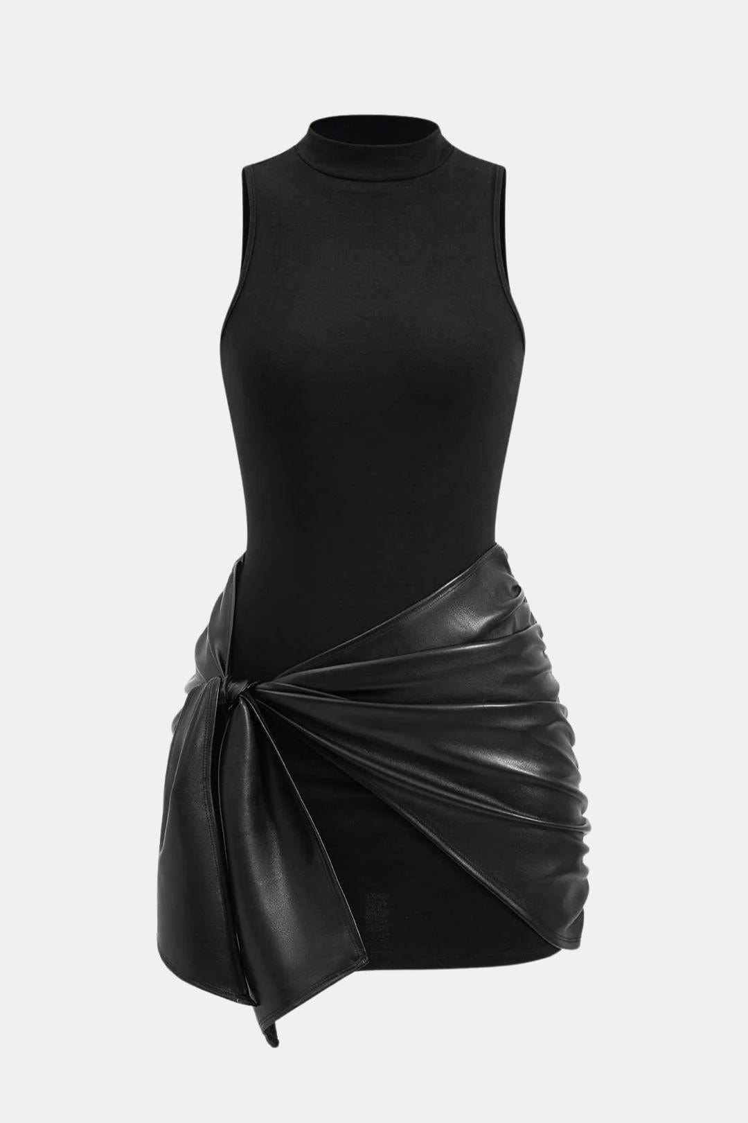 Elspeth | Women's Sleeveless Tie Front Bodycon Mini Dress