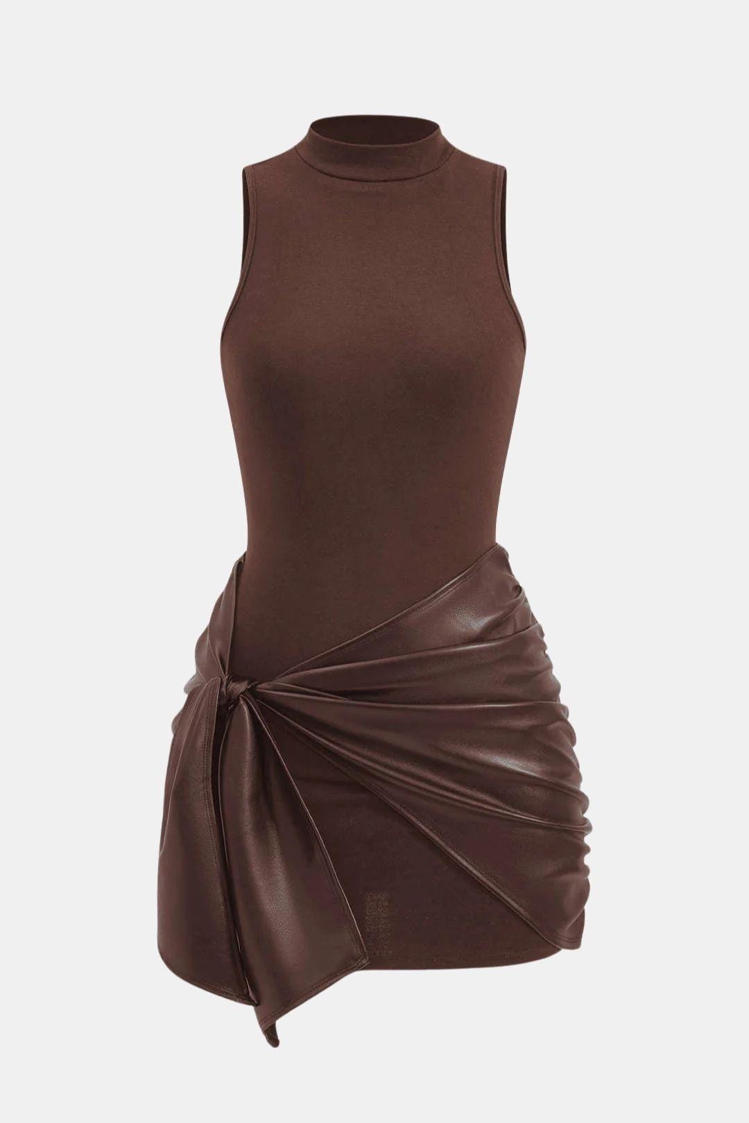 Elspeth | Women's Sleeveless Tie Front Bodycon Mini Dress