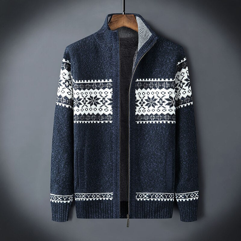 Elsworth | Men’s Long Sleeve Zip Front High Collar Cardigan