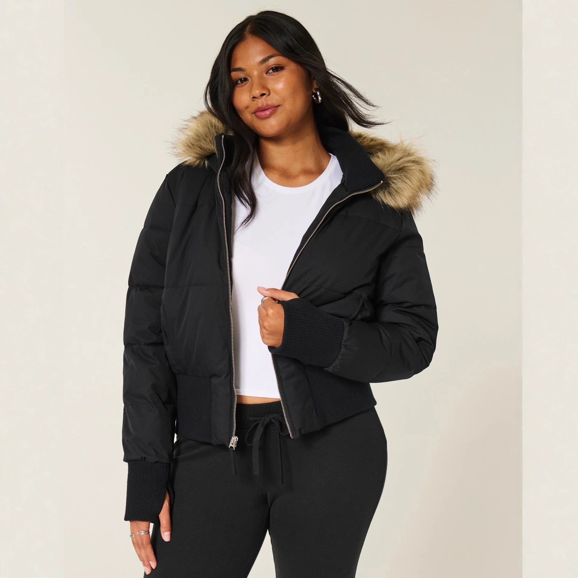Estelle | Women's Zip Front Long Sleeve Hooded Collared Jacket