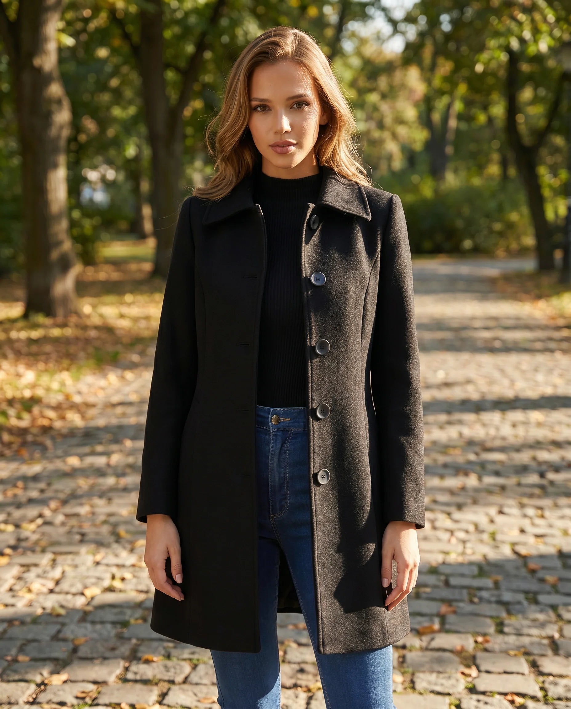 Esther | Women's Button Front Single Breasted Pockets Trench Coat