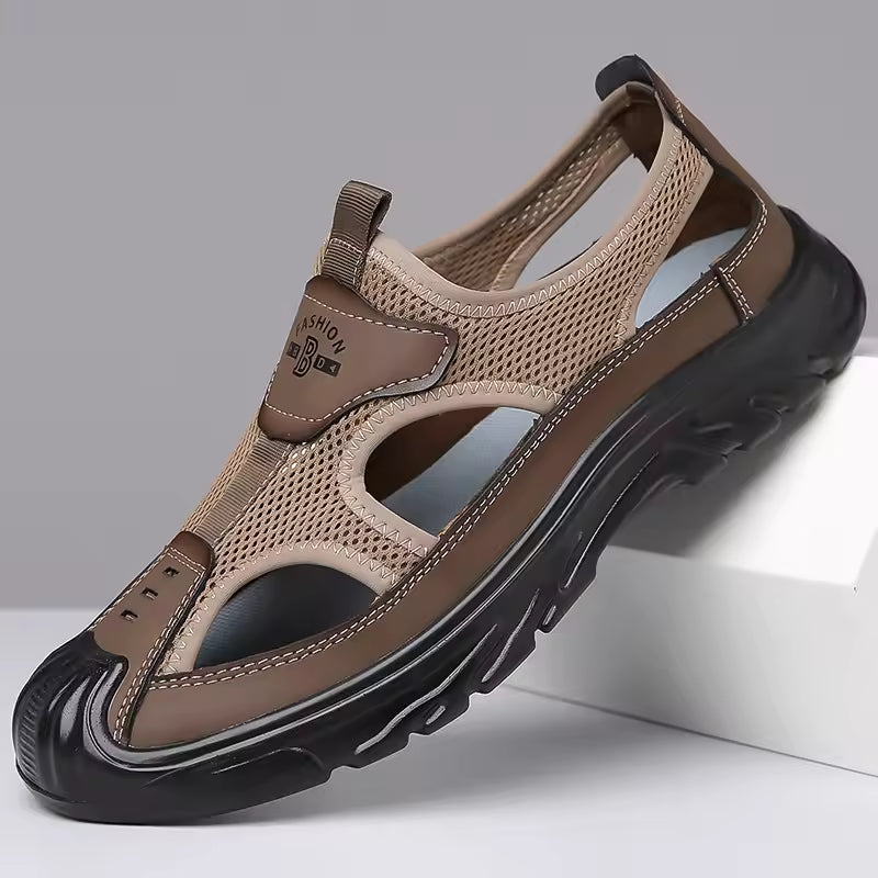 Etienne | Men's Mesh Slip-On Cut Out Closed Toe Sandals