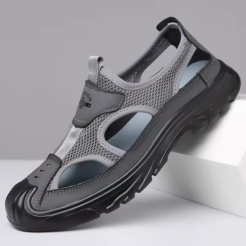 Etienne | Men's Mesh Slip-On Cut Out Closed Toe Sandals