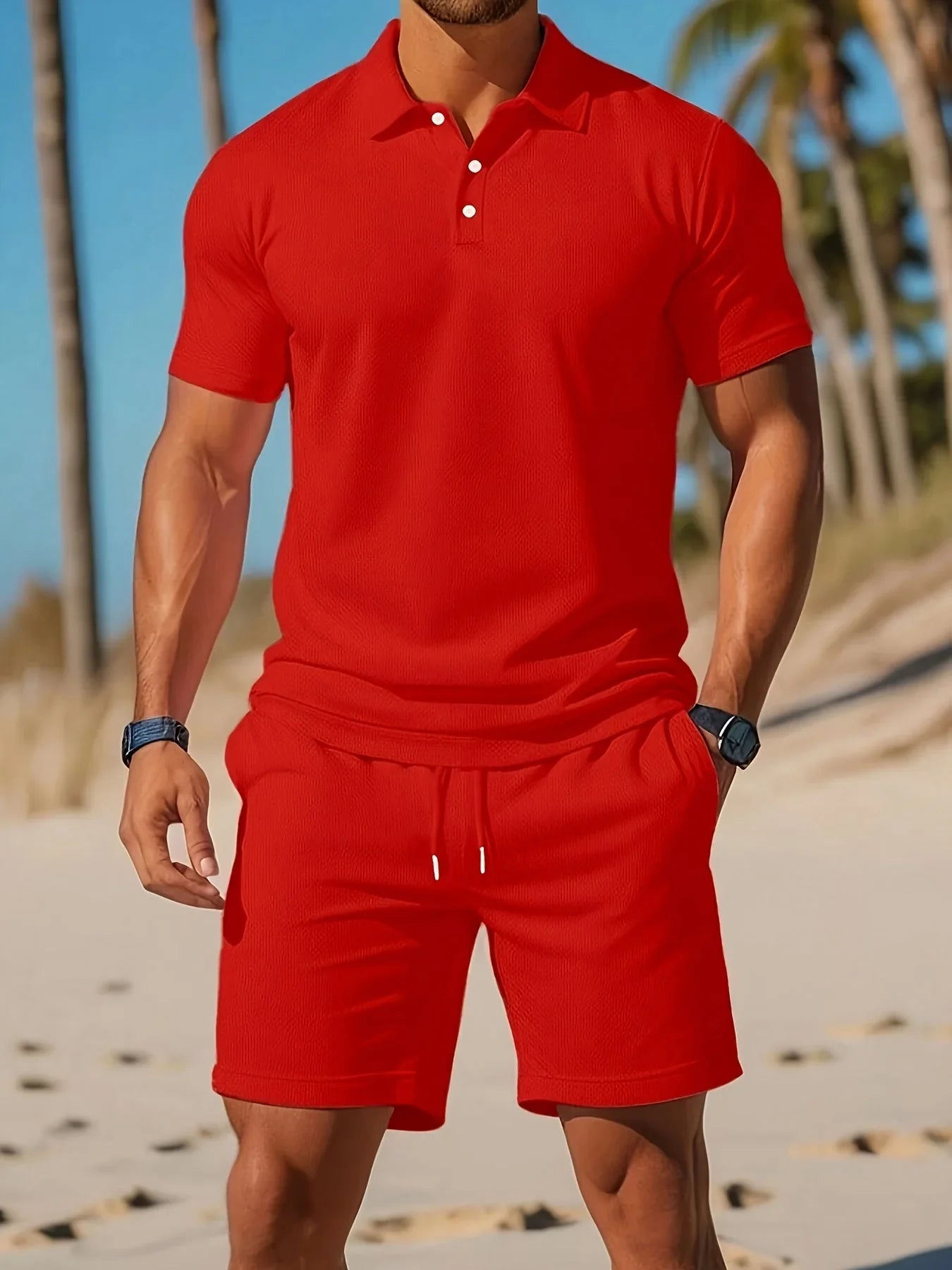 Eustace | Men’s Button Front Short Sleeve Collared Two Piece Set