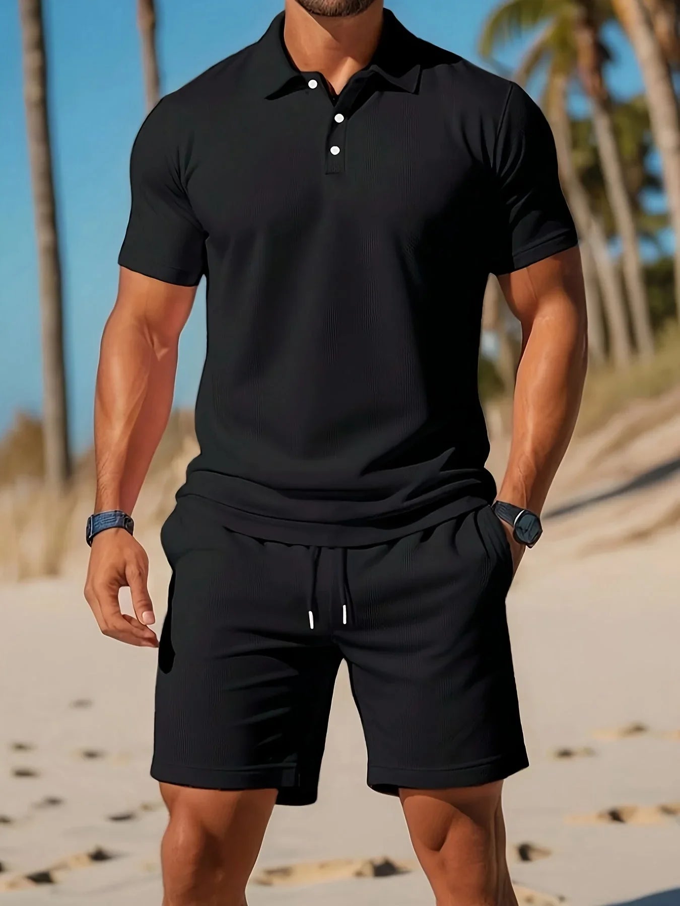 Eustace | Men’s Button Front Short Sleeve Collared Two Piece Set