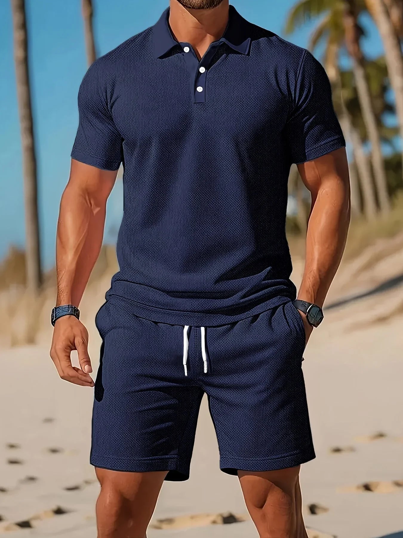 Eustace | Men’s Button Front Short Sleeve Collared Two Piece Set