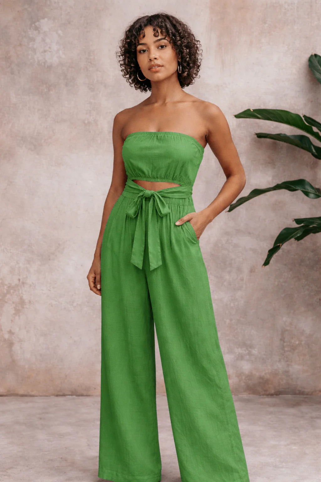 Eva | Women's Strapless Waist Tie Summer Jumpsuit