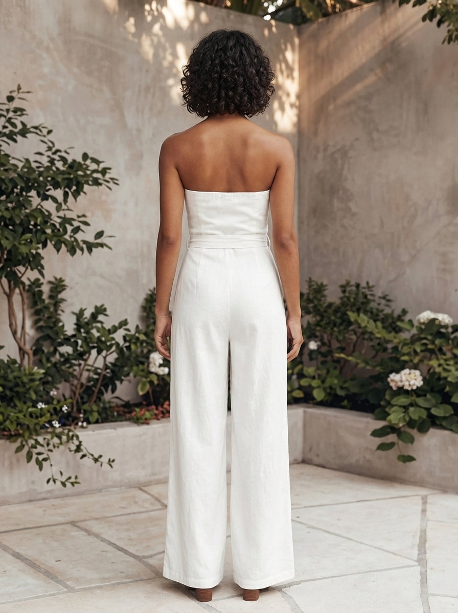 Eva | Women's Strapless Waist Tie Summer Jumpsuit