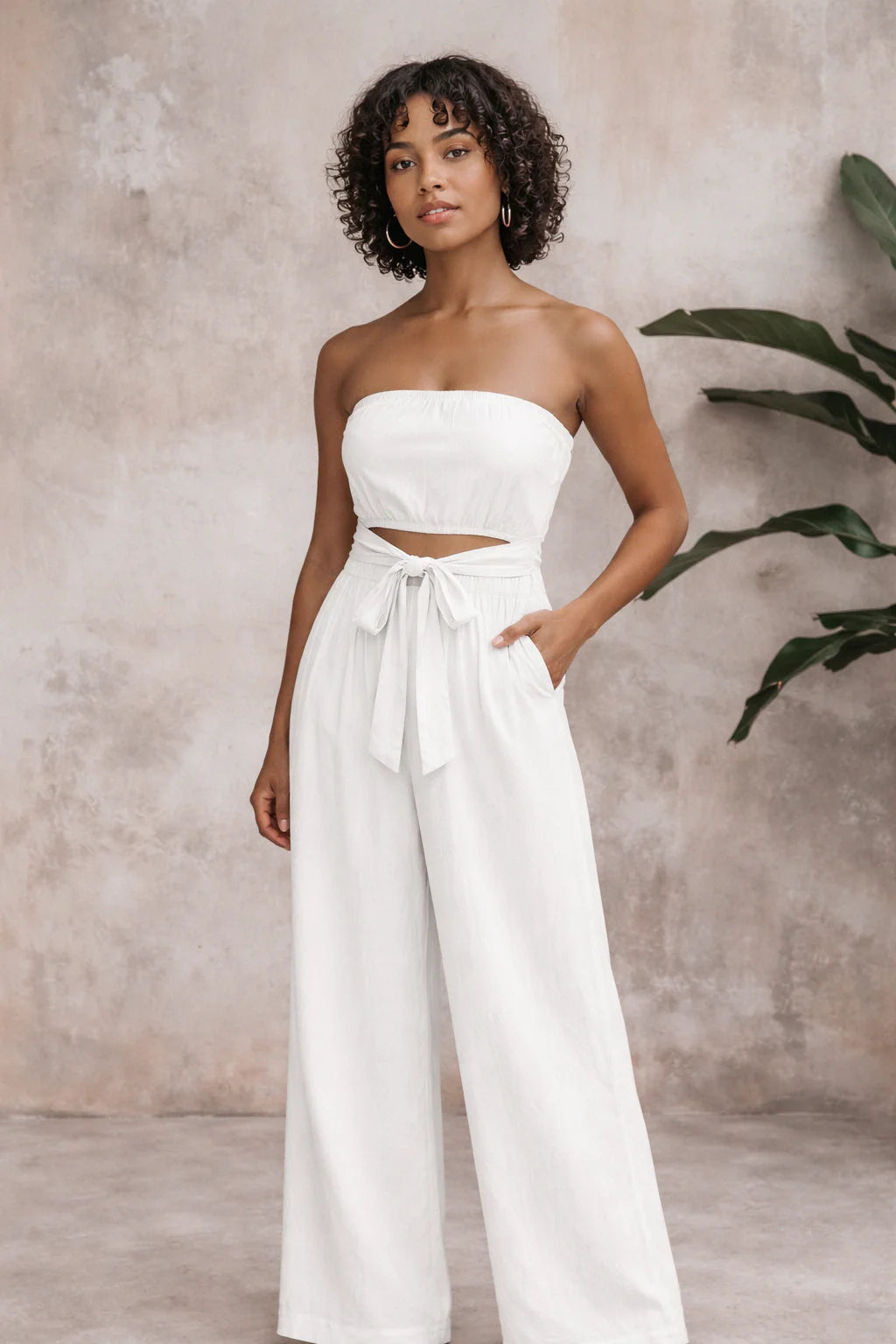 Eva | Women's Strapless Waist Tie Summer Jumpsuit