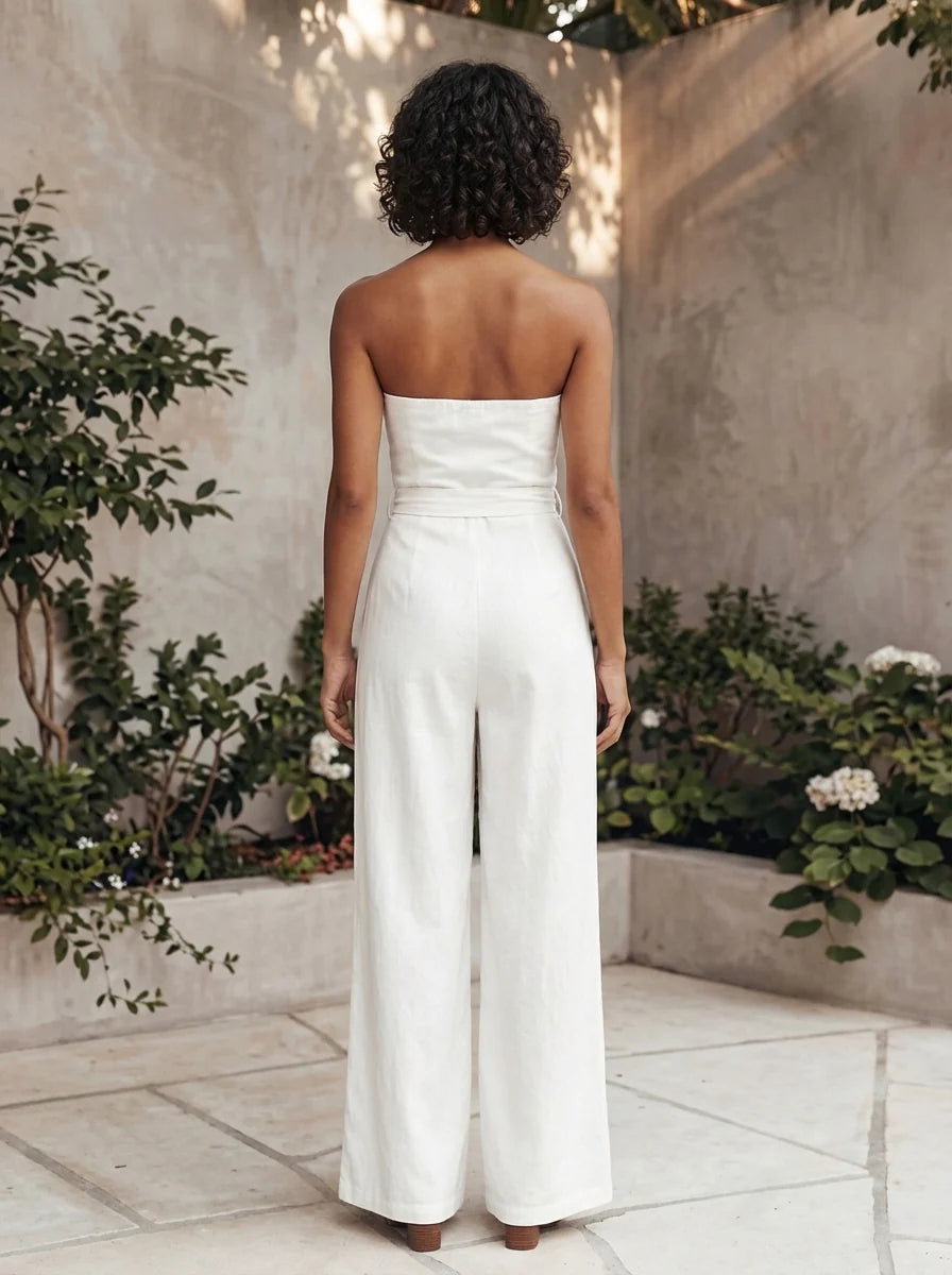 Eva | Women's Strapless Waist Tie Summer Jumpsuit