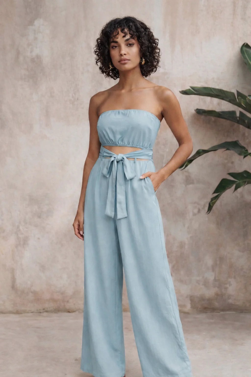 Eva | Women's Strapless Waist Tie Summer Jumpsuit