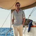Everardo | Men's Short Sleeve Striped Button Front Dress Shirt