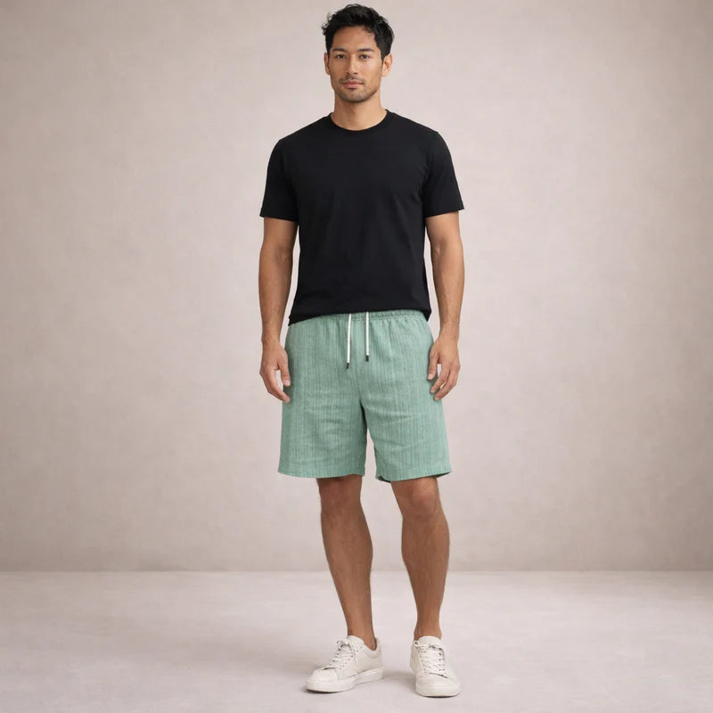 Fabrizio | Men's Striped Adjustable Drawstring Pockets Summer Shorts