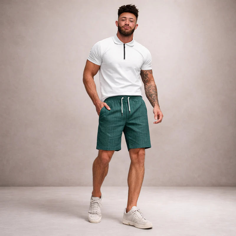 Fabrizio | Men's Striped Adjustable Drawstring Pockets Summer Shorts