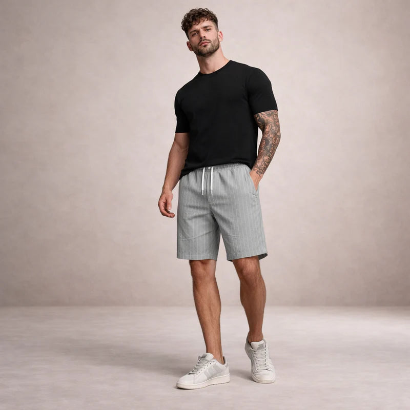 Fabrizio | Men's Striped Adjustable Drawstring Pockets Summer Shorts