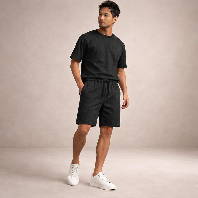 Fabrizio | Men's Striped Adjustable Drawstring Pockets Summer Shorts